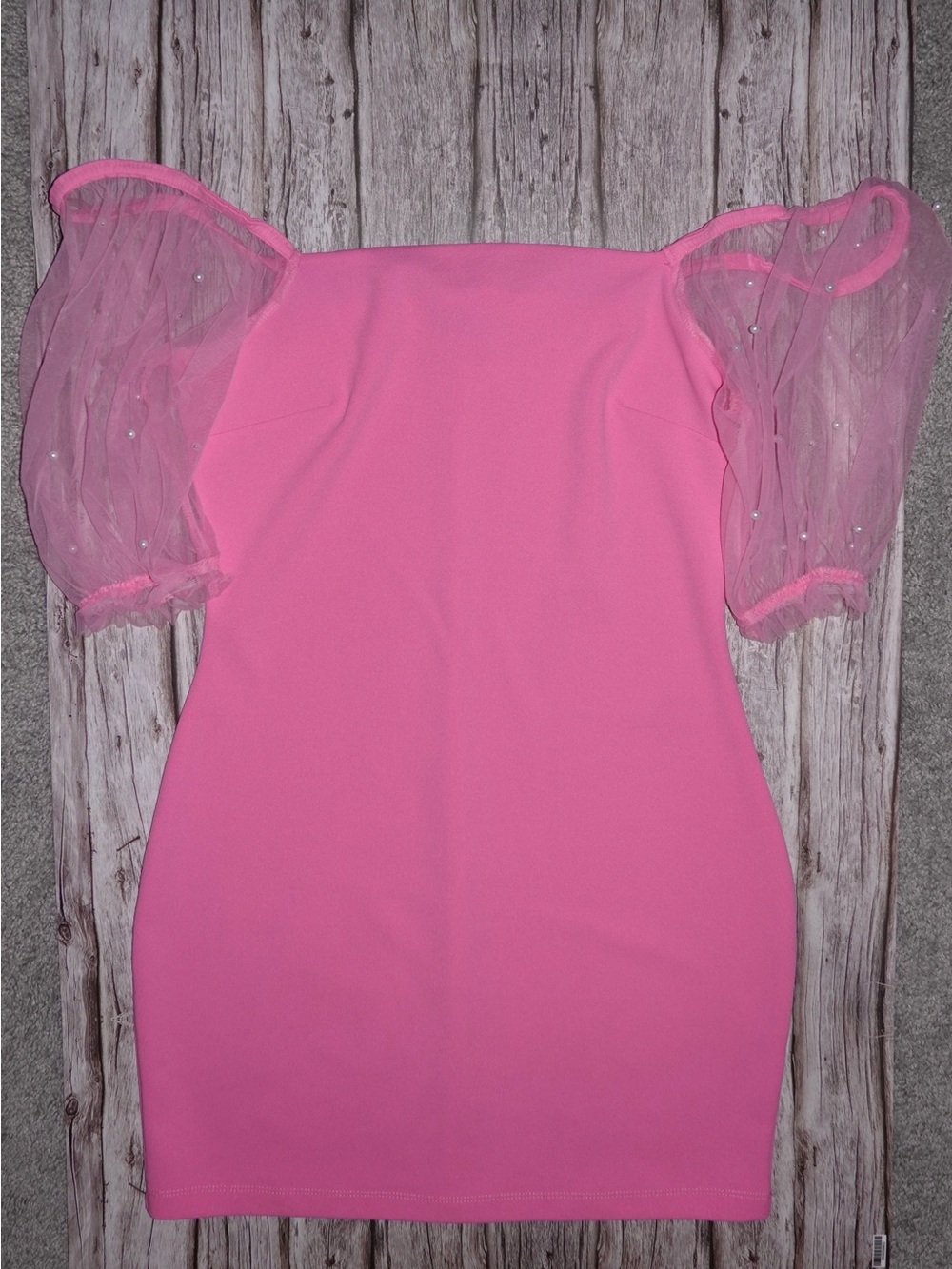Off-Shoulder Bubble Sleeve Mini Dress in Pink